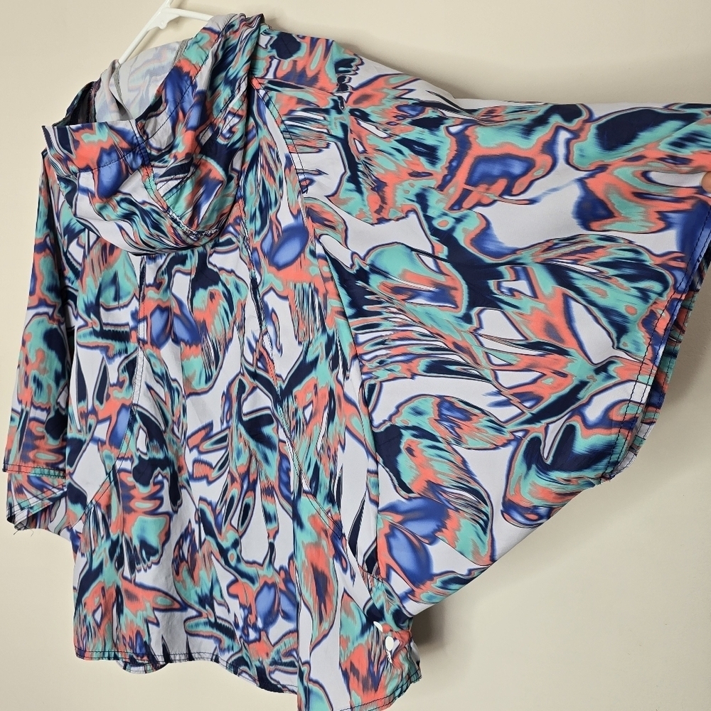 Bench Women's Hooded Poncho Jacket - Abstract Print Size M - Picture 6 of 10
